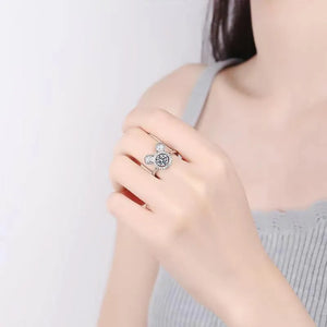 DZNY Mickey Mouse Pavé Crystal Silhouette Ring