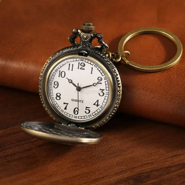 Timeless Vintage Quartz Pocket Watch Keychain