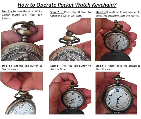Timeless Vintage Quartz Pocket Watch Keychain