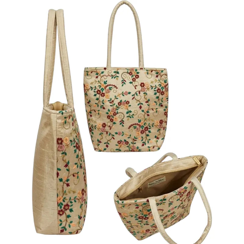 ThreadAura Ethinic Embroidery Carryall Tote