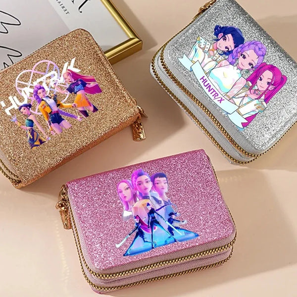 K-Pop Demon Hunters Glitter Compact Zipper Wallet
