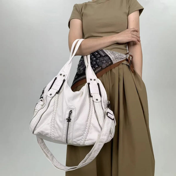 Vintage Washed Slouchy Hobo Shoulder Bag