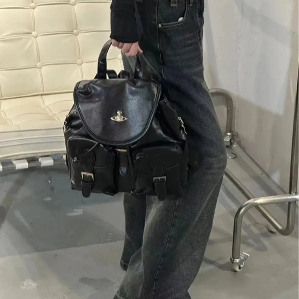 VW Subculture Black Grained Vegan Leather Backpack