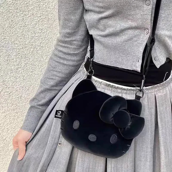 Hello Kitty Blackout Velvet Plush Crossbody Bag
