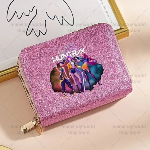 K-Pop Demon Hunters Glitter Compact Zipper Wallet