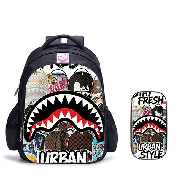 SPG Savage Shark Graphic Streetwear Backpacks