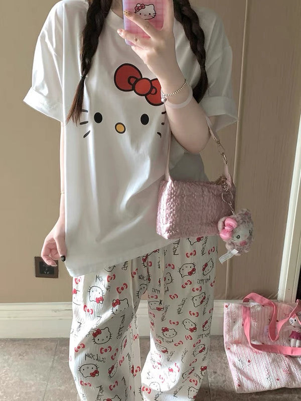Kawaii Kitty Summer Pajamas Suits PN7087 - Bear Hugs
