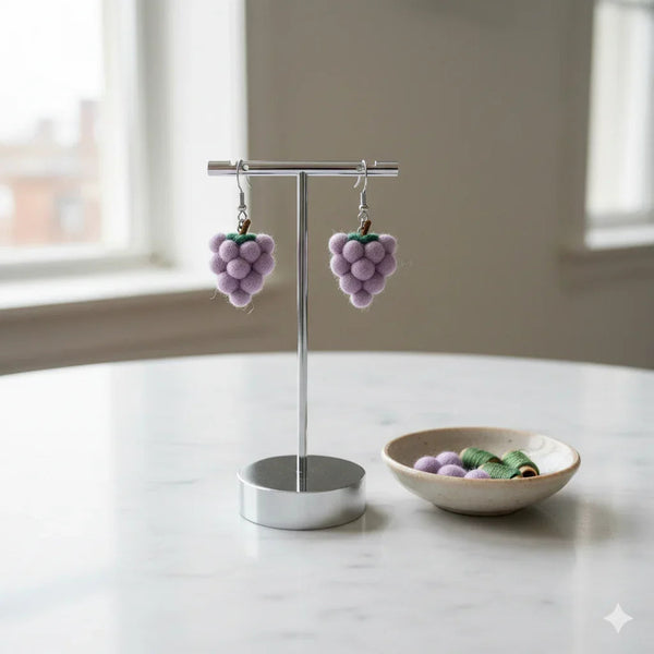 Plush Vine Grape Kawaii Earrings