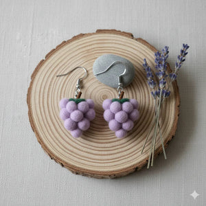 Plush Vine Grape Kawaii Earrings