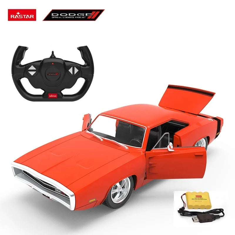 Rastar 99060 1/16 Scale Dodge Electric High Speed Rc Car Vintage Style Racing Muscle Car with LED Lights & Sounds USB Charging - Bear Hugs