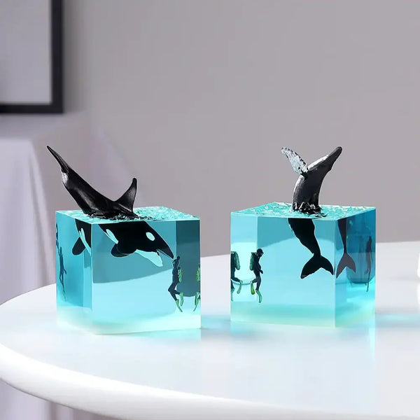 Brave Diver & Diving Fish Resin Night Light