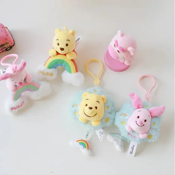Rainbow Clouds Honey Bear & Hoglet Keychain
