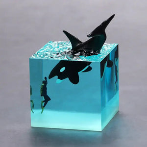 Brave Diver & Diving Fish Resin Night Light