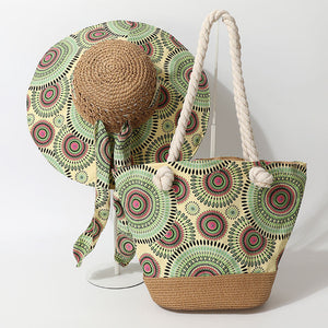 Bohemian Sun Hat and Matching Tote Bag Set