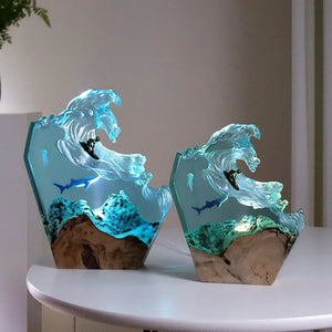 Surfing Ocean Wave Resin Night Light