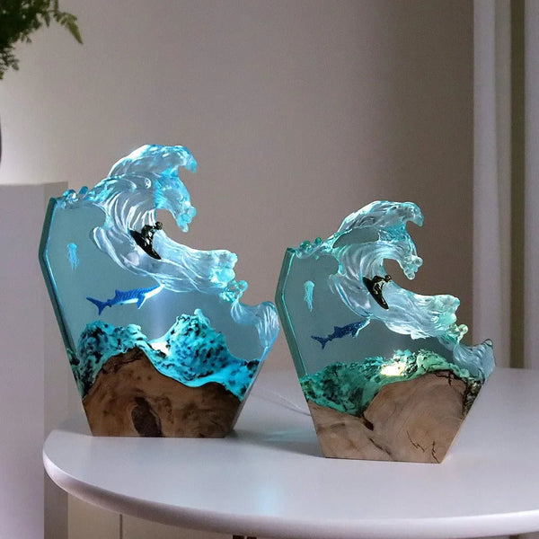 Surfing Ocean Wave Resin Night Light