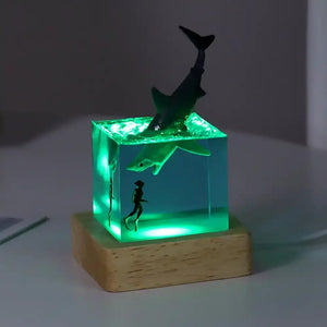 Brave Diver & Diving Fish Resin Night Light