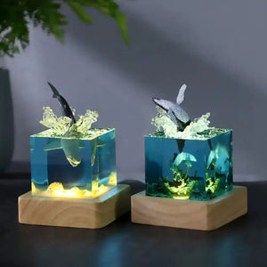 Brave Diver & Diving Fish Resin Night Light