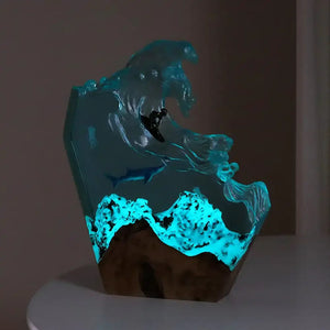 Surfing Ocean Wave Resin Night Light