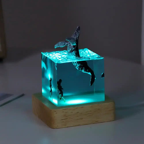 Brave Diver & Diving Fish Resin Night Light