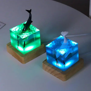Brave Diver & Diving Fish Resin Night Light