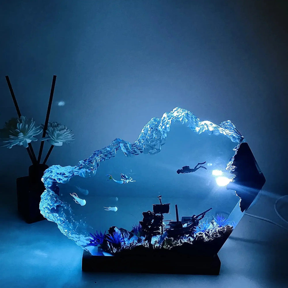 Mermaid & Diver Resin Night Light