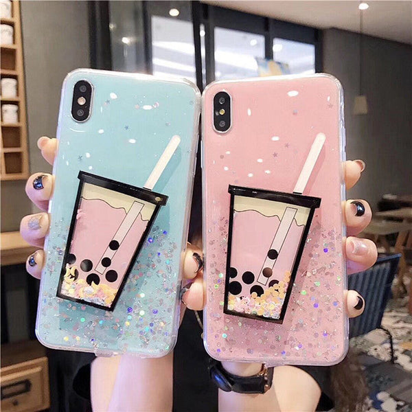 Cute Quicksand Bubble Tea Phone Case for iphone 6/6s/6plus/6splus/7/7plus/8/8plus/X/XS/XS Max/11/11pro/11pro Max PN1844 - Bear Hugs