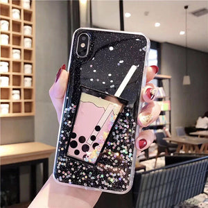 Cute Quicksand Bubble Tea Phone Case for iphone 6/6s/6plus/6splus/7/7plus/8/8plus/X/XS/XS Max/11/11pro/11pro Max PN1844 - Bear Hugs