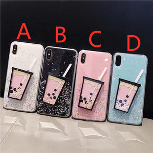 Cute Quicksand Bubble Tea Phone Case for iphone 6/6s/6plus/6splus/7/7plus/8/8plus/X/XS/XS Max/11/11pro/11pro Max PN1844 - Bear Hugs