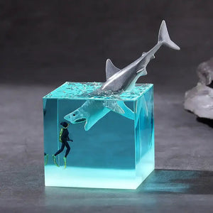 Brave Diver & Diving Fish Resin Night Light