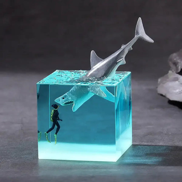 Brave Diver & Diving Fish Resin Night Light