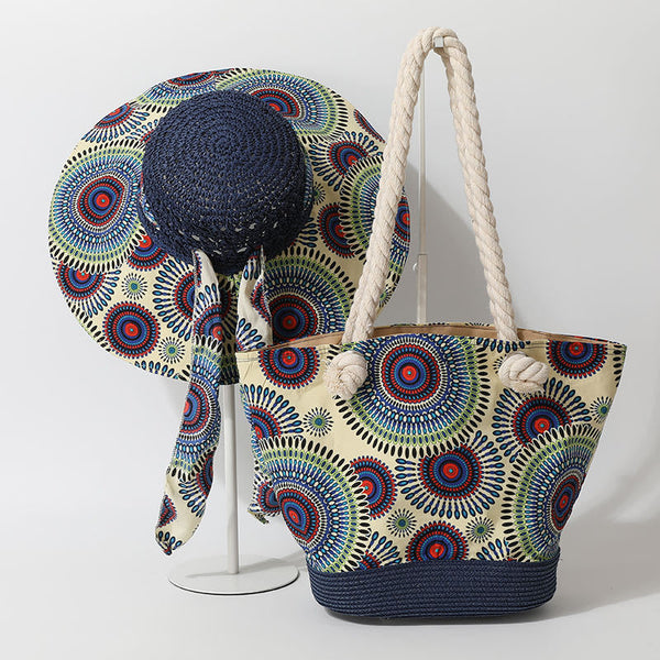 Bohemian Sun Hat and Matching Tote Bag Set