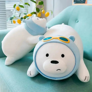 WBB Ski-Ready Snow Bear Plush Pillow
