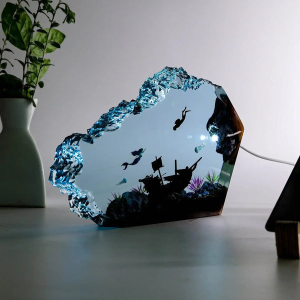 Mermaid & Diver Resin Night Light