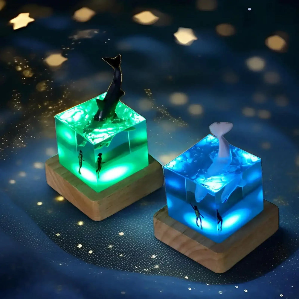 Brave Diver & Diving Fish Resin Night Light