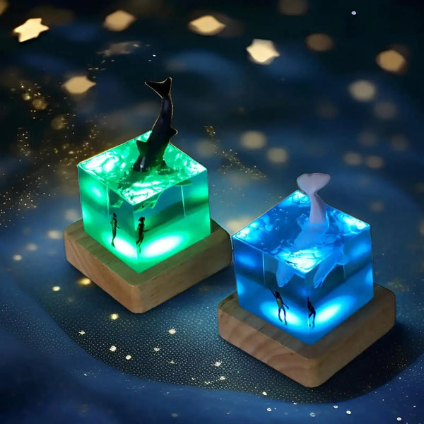 Brave Diver & Diving Fish Resin Night Light