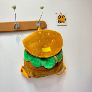 Burger Shaped Plush Backpack
