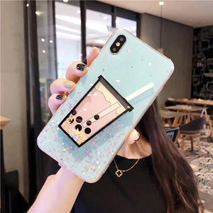 Cute Quicksand Bubble Tea Phone Case for iphone 6/6s/6plus/6splus/7/7plus/8/8plus/X/XS/XS Max/11/11pro/11pro Max PN1844 - Bear Hugs