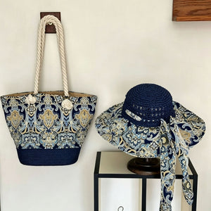 Bohemian Sun Hat and Matching Tote Bag Set