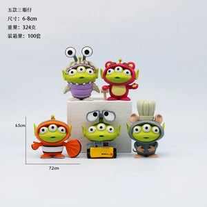Green Alien Cosplay Crew Figurine Set