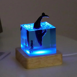 Brave Diver & Diving Fish Resin Night Light