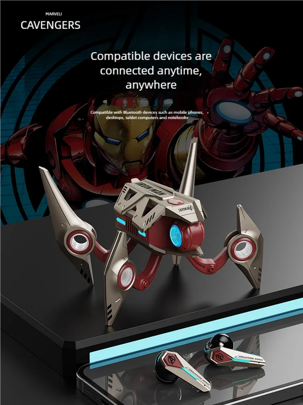 MARVEL Special-Shaped TWS Bluetooth Earbuds Noise Reduction Wireless Headset with Long Battery Standby for iPhone - Bear Hugs