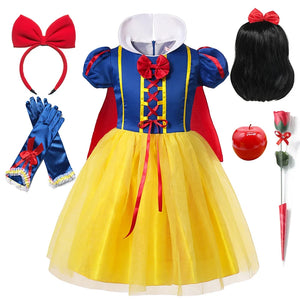 Kids Clothing 2PCS Set Dress+Cloak Snow White Princess Costume Halloween Carnival Cosplay Party Girls Dresses Birthday Party - Bear Hugs