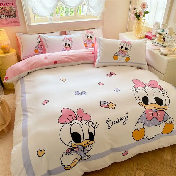 DZNY Bedding Set Cartoon Anime Children Bedroom Quilt Cover Boy Girl Bedclothes Single Double King Mickeys Duvet Cover Gift - Bear Hugs