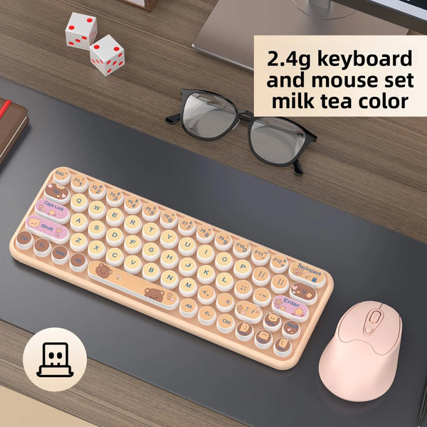 Ergonomic 2.4G Wireless Keyboard Mouse Combo 65 Keys Gradient Color - Bear Hugs