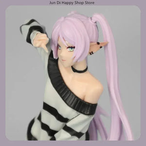 18.5cm Anime Collectible Figure - Frieren Beyond Journey'S End Casual Striped Outfit Victory Pose Pvc Model Statue Desktop Gift - Bear Hugs