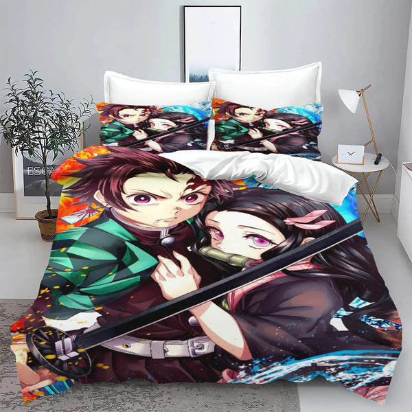 Demon Slayer: Kimetsu no Yaiba kamado Nezuko Anime 100% Polyester Bedding Set Duvet Cover Set Printed Cartoon Home Decor - Bear Hugs