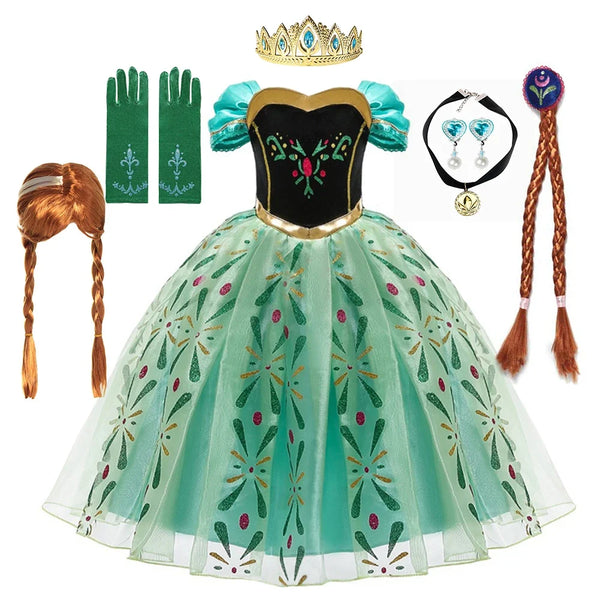 Full Printing Kids Cosplay Anna Princess Costume Fancy Birthday Carnival Party Prom Dress Toddler Role Play Clothing Outfits - Bear Hugs