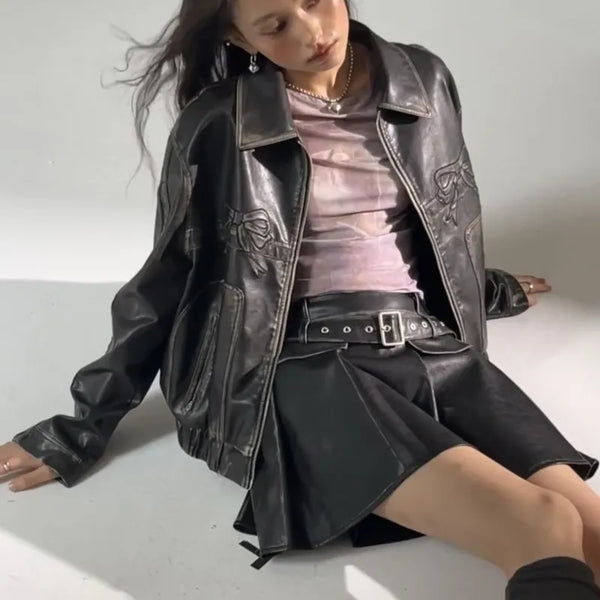 Babydoll Pleather Moto Jacket - Bear Hugs