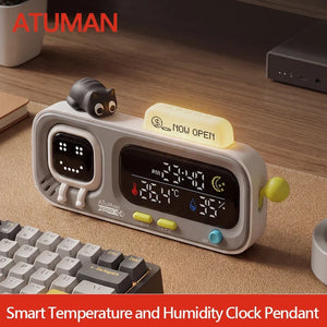 DUKA MOODA Smart Desktop Temperature and Humidity Clock Electric Digital Home Temperature and Humidity Meter Smart Fun Reminder - Bear Hugs